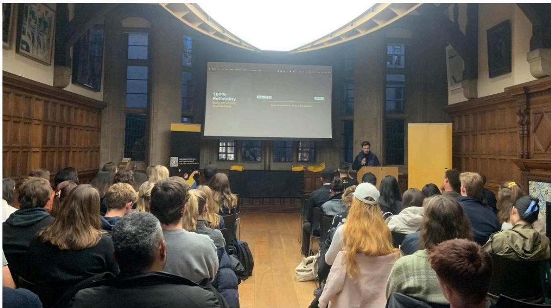 A packed OBS talk in an Oxford college hall